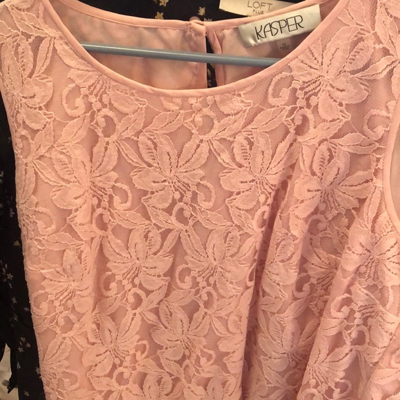 Kasper Tops - Pink lace sleeveless top